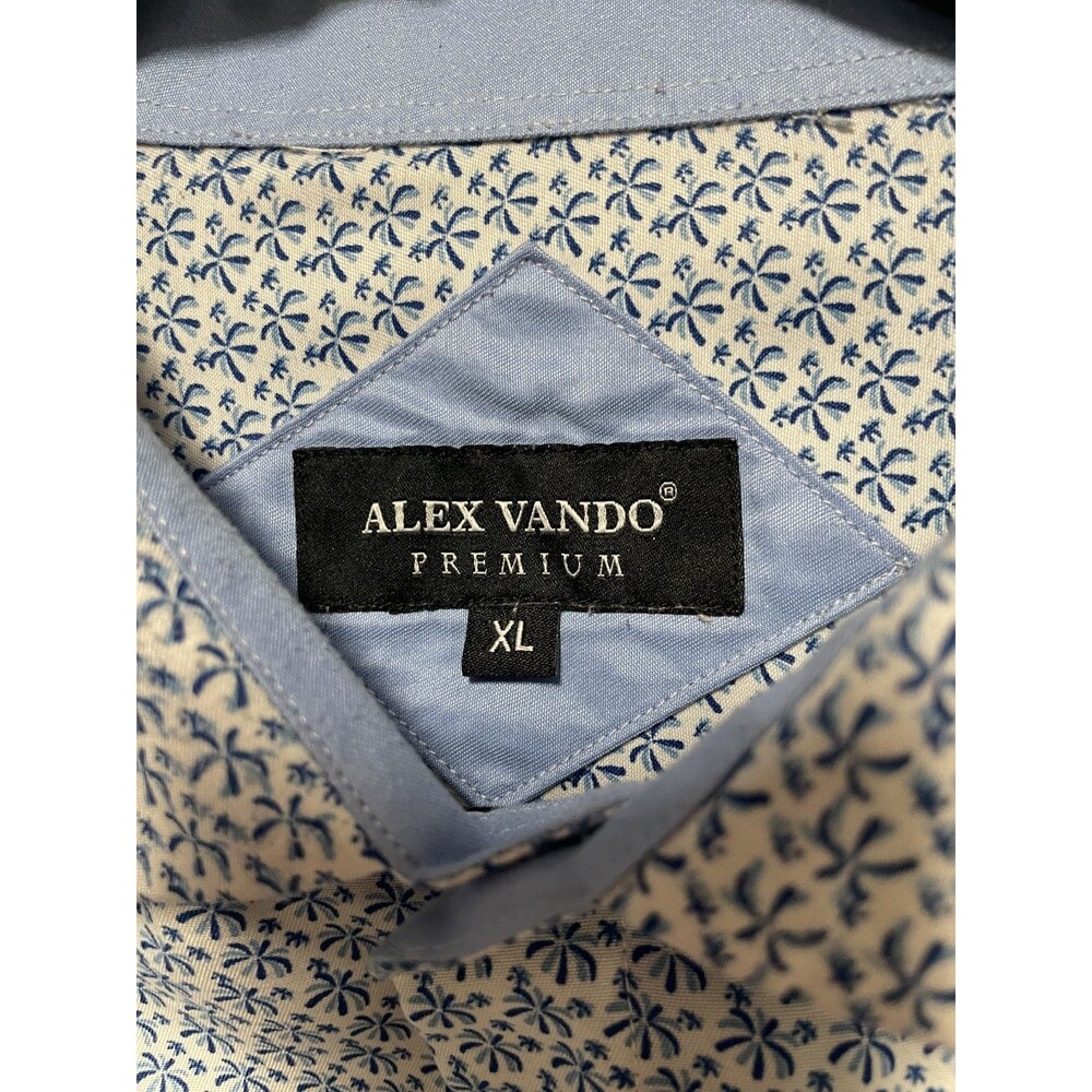 Alex Vando Premium Button-Up Shirt Men's XL Long Sleeve Blue Micro Print - Picture 2 of 3